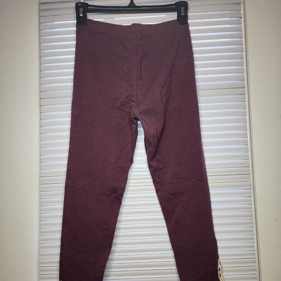 Zenana Premium Leggings | Maroon with Cream Lace Detail - Picture 3 of 4